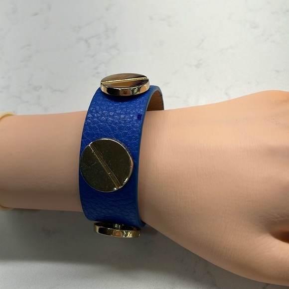 Royal Blue Faux Leather Cuff Bracelet - Picture 1 of 6